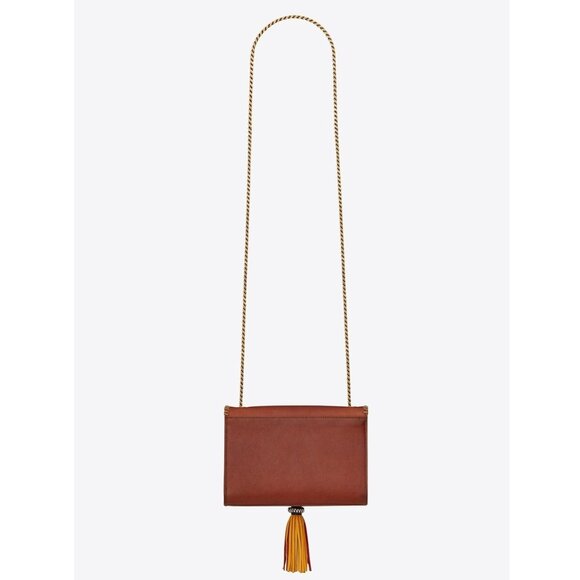 Saint Laurent Small Kate Chain Bag with Tassel in Cognac Leather NEW MSRP $3630